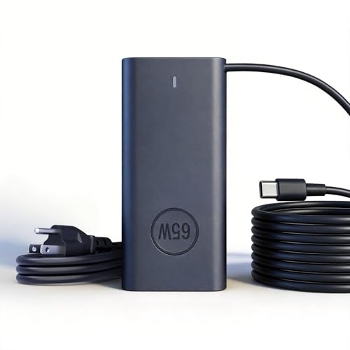 65W USB-C Charger Compatible with Dell Pro Plus 16 14 13, Inspiron 13 14 16, XPS 13, Latitude 3450 5450 5420 7450 3000/5000/7000 Series, Chromebook 3100 3110 Power Supply & US Power Cord