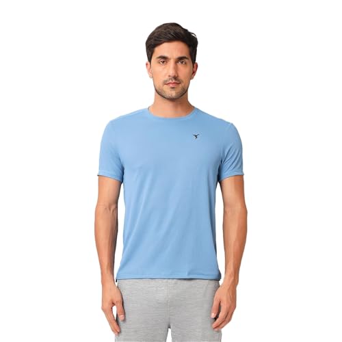 Image of TECHNOSPORT Men's Slim Fit Polyester Activewear Sports T-Shirt with Moisture-Wicking Comfort for Workout, Running & Gym
