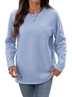 Aisprts Pullover Damen Winter Fleece Sweatshirt Weicher Sherpa Gefütterter Thermo Langarmshirt Warmes Basic Casual Rundhals Oberteile, Blau, L