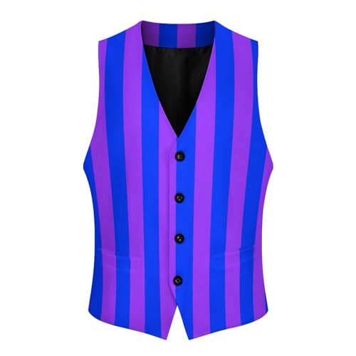 Blue And Purple Stripes Men's Suit Vest Slim Fit V-Ncek Waistcoat Business Casual Vest4
