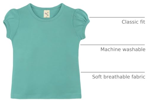 Image of Lilax Girls Short Puff Sleeve Cotton T-Shirt, Toddler & Little Girls Top | 95% Cotton Puff Sleeve Tee; Crewneck, Short Sleeve; Toddler & Girls Sizes 2T-12; for School, Play & Everyday; Machine Wash