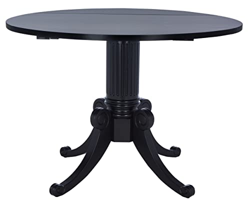 Image of SAFAVIEH Furniture - Forest Drop Leaf Dining Table - Black - Solid Wood - Farmhouse Drop Leaf Design - Seats 4 - Ideal for Dining Room, Kitchen, 43.3 inchW x 43.3 inchD Open (DTB1000D)