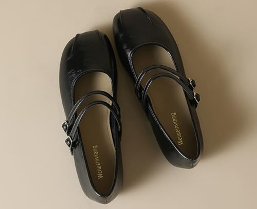 Niction Womens Mary Jane Flat Shoes Retro Faux Suede Square Toe Ballet Flat Shoes Slip On Metal Buckle Double Strap Work Wedding Dressy2