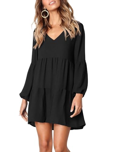 Amoretu Womens Tunic Dress Long Sleeve V Neck Casual Loose Flowy Swing Shift Dresses3