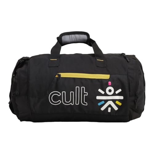 Image of Cultsport 35 Litre Gym Bag for Men & Women Large Sports & Travel Duffle with Shoe Compartment, Water-Resistant Fabric, Side Mesh Pocket, Adjustable Shoulder Strap & Comfortable Handles - Black