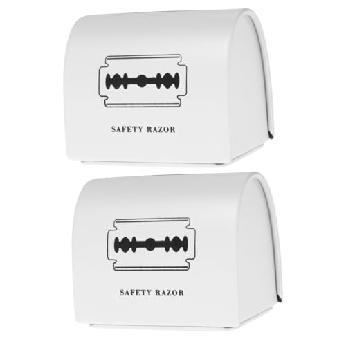 FRCOLOR Caja De 2 Piezas Estuche desechable para Cuchillas de Afeitar Cajas almacenaje baño Organizador para baño Banco de Cuchillas Estuche de Afeitar de Seguridad hojalata