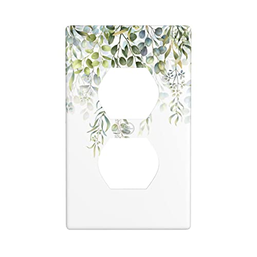 Green Leaves Single Duplex Light Switch Plate Cover Decor Outlet Wall Plate Cover For Home Bedroom Kitchen Decorative 4.5*2.76 Inches Standard Size #TOP25