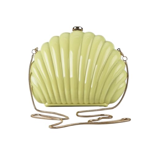 RomanticDesign Women Seashell Acrylic Evening Clutch Purse Glitter Marble Handbag Wedding Prom Party Crossbody Bag, Yellow