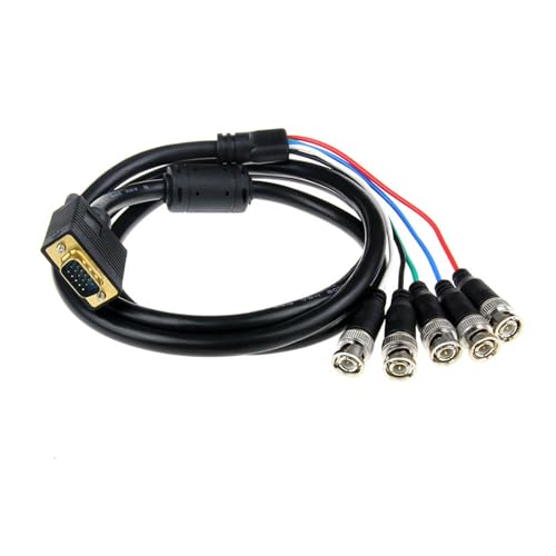 ZHENZQ VGA to 5 BNC RGBHV Cable Male Connectors Connection Cord High Resolution for Digital Screens and Monitors