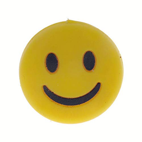 SaiDian 5 Pcs Silicone Shock Absorber Funny Cartoon Smiling Tennis Racket Racquet Vibration Dampener Shock Absorber Yellow