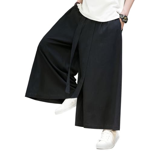 HZCX FASHION Men Women Cotton Linen Palazzo Baggy Pants Fall Boho Wide Leg Casual Lounge Slacks Elastic Waist Comfy Trousers