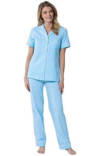 PajamaGram Women Pajamas Set - Polka Dot Pajamas for Women, Blue, SM