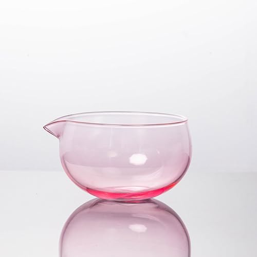 MiniMood抹茶茶碗 耐熱ガラス製 直径12.5cm 和風 茶碗 伝統工芸 450ml 茶道 お茶会 (ピンク)