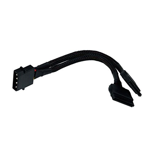 Phobya 0 Power sata Y-Cable Internal 4Pin Molex to 2X SATA 15cm - Black Cables SATA Cables