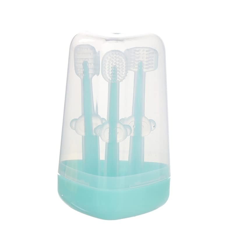 Sponsored Ad - Moppets 3 Steps Silicone Baby Training Toothbrush, Tongue Cleaner & U Shaped Toothbrush - Baby Oral Care Set For Kids - Toothbrush With Travel Case (Blue), Manual, Pack of 3