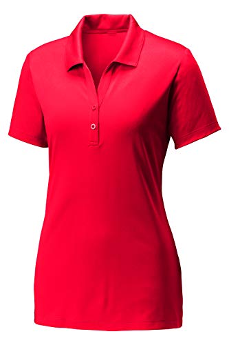 Clothe Co. Women's Moisture Wicking Short Sleeve Performance Polo, Red, M #TOP28