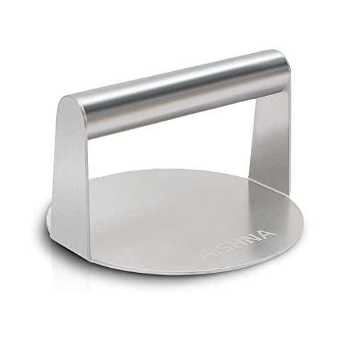 Stainless Steel Burger Smasher, Heavy-Duty Bacon Grill Burger Press, 5.51-Inch Round, Perfect for Flat Top Griddle Grill Cooking, Steak, Paninis, Flatbreads and Sandwiches (Round) Cover