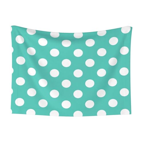 Kuilepa Teal Turquoise and White Polka Dot Print Waterproof Dog Blanket,Leakproof Pet Blanket for Large Dogs, Furniture Sofa Couch Cover Protector,Reversible Washable Soft Plush-Small