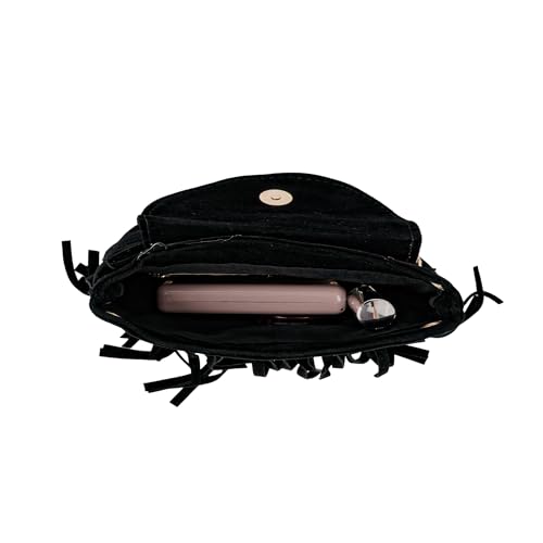 Image of Women Leather Fringe Messenger Bag Mini Hobo Crossbody Tassel Shoulder Bags