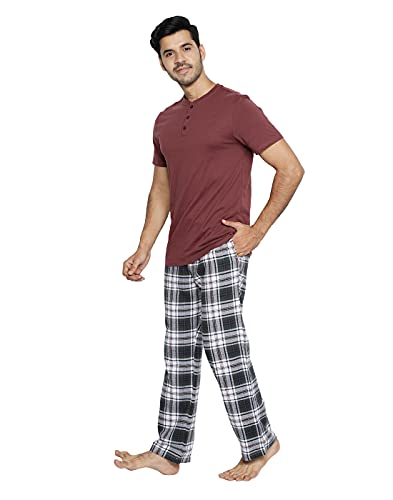 Image of B STORIES Men's 100% Cotton Full Sleeve PJ Set - Checkered Nightwear Set | Soft Loungewear | Comfortable Sleepwear | Stylish Casual Home Wear Shirt & Pant (S-XXL)