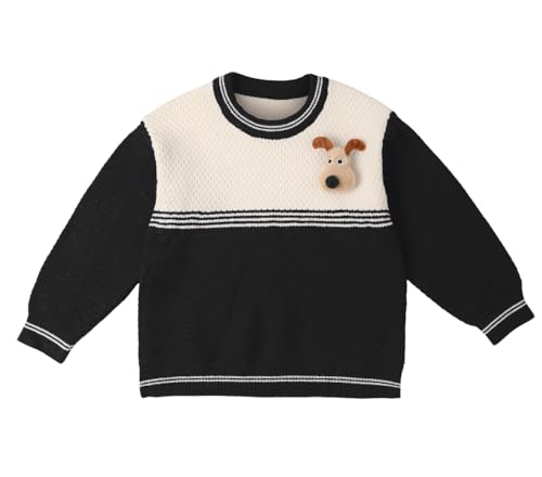 Image of Bold N Elegant Kid's Full Sleeve 3D Cute Puppy Plush Toy Brooch Cartoon Warm Woolen Winter Holiday Party Pullover Sweater Cardigan for Boys & Girls