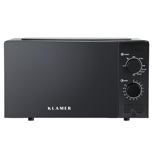 KLAMER Mikrowelle 20 Liter, 700 Watt, 9 Leistungsstufen inklusive Grill- und Auftaufunktion,...