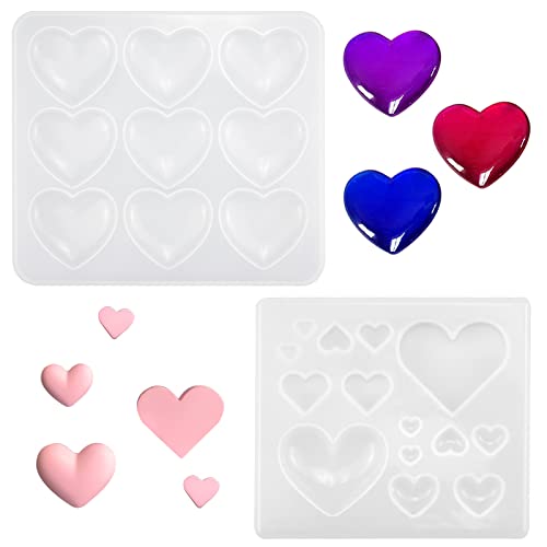 duisoad 2 Pezzi Stampo in Resina Epossidica a Forma Cuore, Stampi in Silicone 3D Heart per Fai da Te, Gioielli, Decorazioni per la Casa