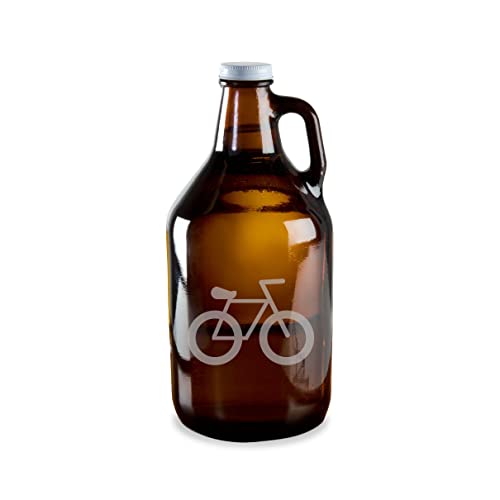 Milk Mug Designs Fixie Bike Cycling Cyclist Etched Glass Beer Growler 64 oz