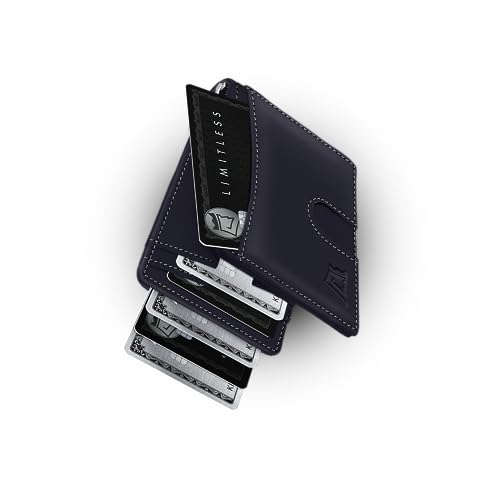 Image of Kings Loot Money Clip Slim Minimalist Wallet for Men - RFID Blocking Leather Design with Money Clip - Front Pocket Bifold Holds 12 Cards - Stylish & Compact Wallets (Blue)