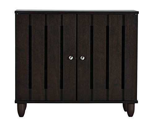 Image of DeckUp Minang 2-Door Engineered Wood Shoe Rack (Dark Wenge, Matte Finish)