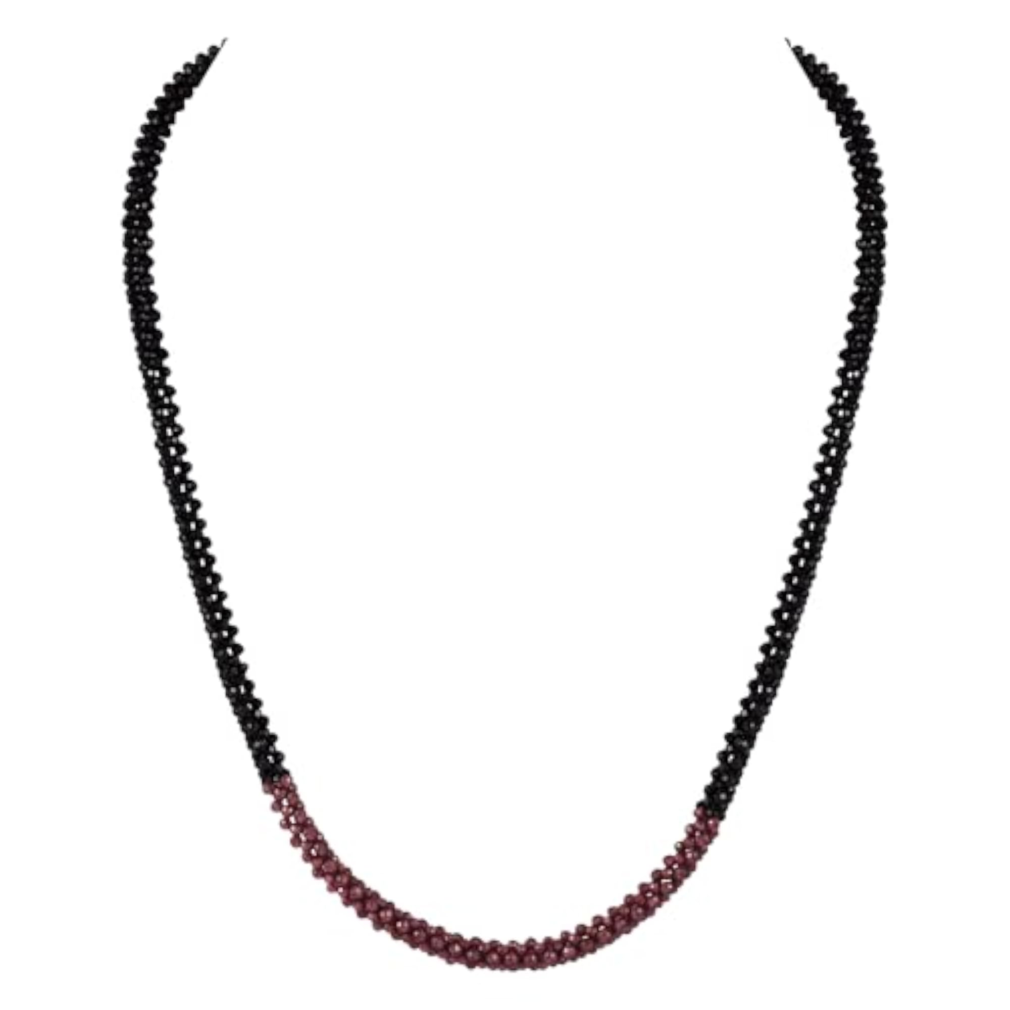 Women's 3 Layered Natural Garnet & Black Spinel Gemstone Necklace