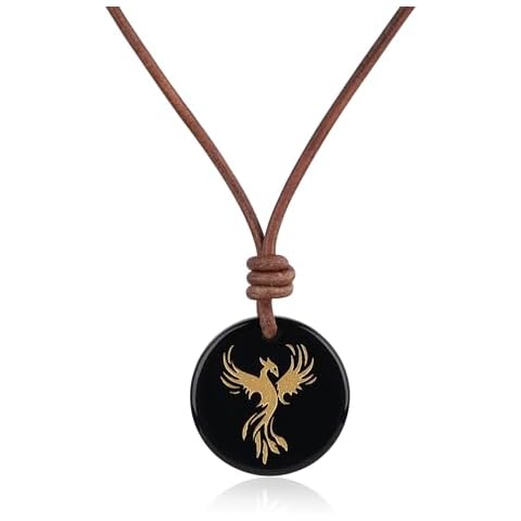 COAI Black Obsidian Phoenix Necklace for Men and Women Cover