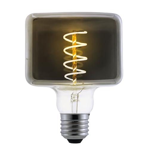Suprema, Lampadina Led Decorativa Cubo, Filo di Luce Interno, Finitura Ambrata Vintage, Attacco E27, Tensione 220-240V, Luce Calda 1800K, Potenza 4W, 95x128mm, Dimmerabile (Fumé)