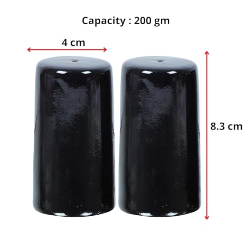 Image of QIMACPLUS Handcrafted Ceramic Salt and Pepper Shaker Set | Perfect Pour Holes for Kitchen, Dining Table, Picnic, Office, Restaurant, and Hotel | Set of 2 (Black)