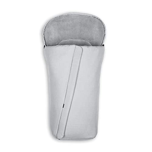 hauck Universal Fußsack für Buggys, Kinderwagen & Fahrradanhänger, Warm mit Fleece Innenfutter, Anti-Rutsch, 2 Wege Reißverschluss, Kapuze, Waschbar & Faltbar (Grau)