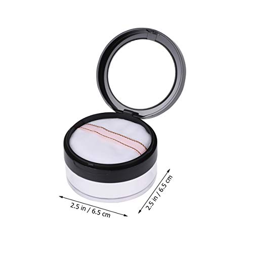 FRCOLOR Empty Loose Powder Container Reusable Plastic Makeup Powder Case Loose Powder Jar with Mirror,Sifter Lid and Powder Puff(Black) - Image 2