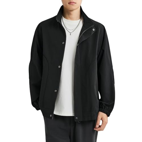 Veste d'automne rétro col montant homme protégeant du vent frais veste couleur unie