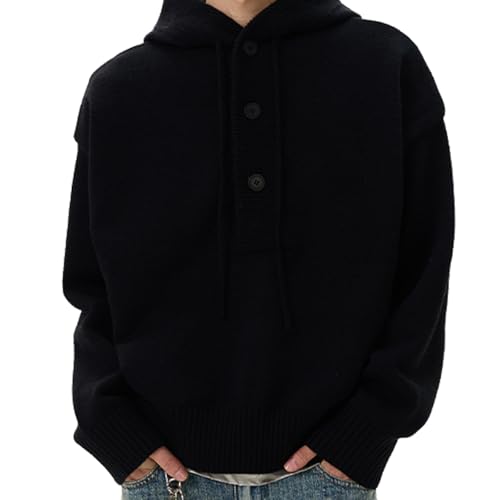 Mens Oversized Knit Sweater Hoodie Essentials Trendy Sweatshirts Loose Lazy Hoodie Baggy Streetwear2