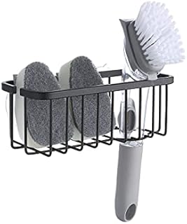 SunnyPoint NeverRust Deluxe Kitchen Sink Suction Holder for Sponges, Scrubbers, Soap, Kitchen, Bathroom, 304 Stainless Steel (Mat Black, 7.4 x 3.3 x 2.75 Inch)(Sponge & Brush NOT Included)