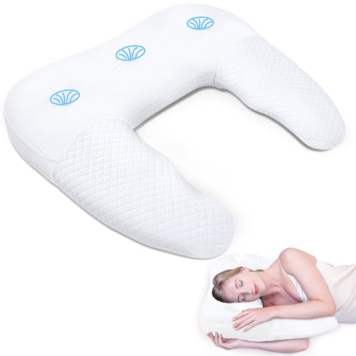 SAHEYER Almohada para Dormir de Lado, Almohada de Espuma con Memoria en Forma de U Almohada...