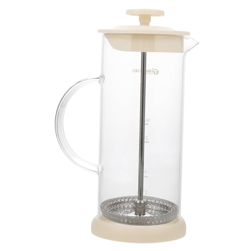 Garneck 手動ミルクフォーマー ガラス ステンレス製 耐熱設計 ハンドポンプ式 家用ミルク泡立て器 カフェ コーヒー愛好家向け ラテ カプチー