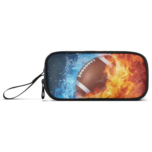 Image of American Football Pencil Case Box Boys Girls Large Pencil Pouch with Zipper Compartments Big Capacity Stationery Pen Bag Organizer for Kids Teens Adults School