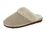 Clarks Womens Open Back Suede Leather Comfort Clog Slipper JMS0583C - Plush Faux Fur Trim - Indoor Outdoor House Slippers For Women (8 M US, Natural)