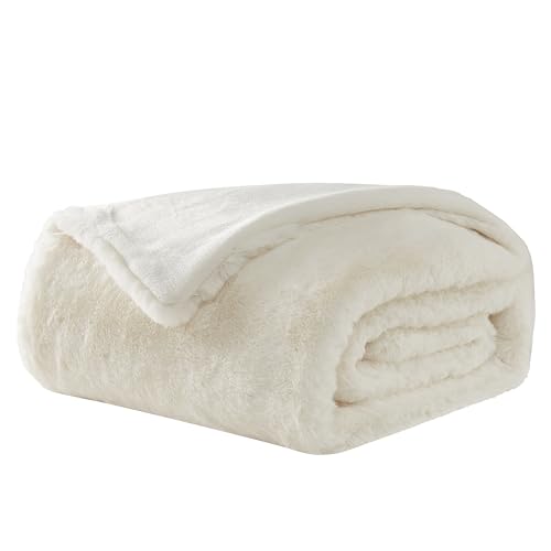 UGG 16796 Euphoria Plush Faux Fur Reversible Throw Blanket for Couch or Bed Luxury Hotel Style Machine Washable Soft Cozy Home Decor Fuzzy Fluffy Sofa Blanket, 50 x 70-Inch, Snow - Image 3
