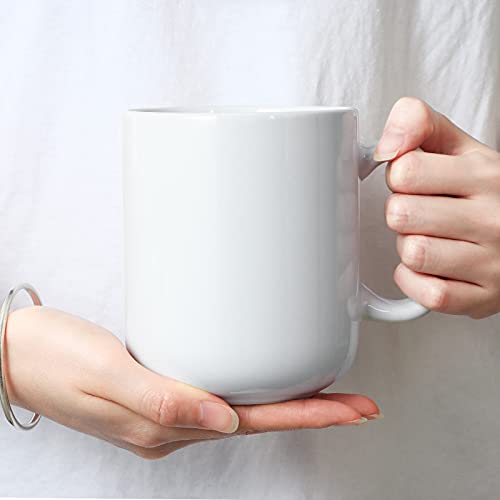 Smilatte 600 ml große Kaffeetasse tassen, M016 Plain porzellan Keramik Big grosse Teetasse becher mit Griff für Papa Männer, 2er-Set, Weiß – Bild 5