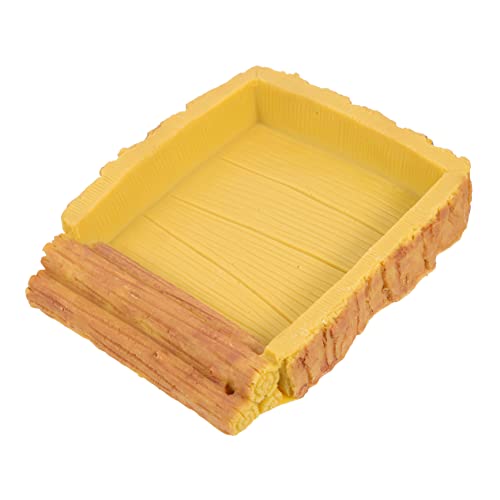 Loigohon 爬虫類用給水ボウル 餌入れ 亀 ヤモリ トカゲ対応 ? 自然色樹脂製 テラリウム装飾兼用 軽量デザイン