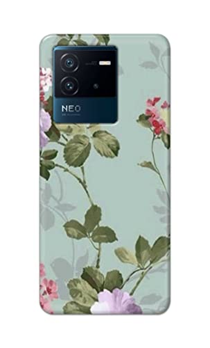 Image of Printed Hard Back Cover Case for Vivo iQOO Neo 6 5G Back Cover (Floral Painting) -702