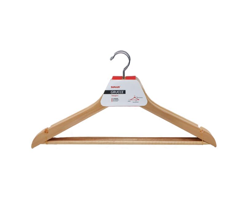 Set Di 40 Grucce Appendiabiti In Legno Naturale, Con Barra Rotonda Per Pantaloni E Intagli Sulle Spalle, Per Cappotti, Giacche, Abiti, Pantaloni, Resistenti E Durevoli, Salvaspazio - Foto 11