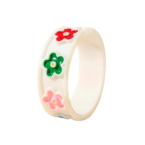 Jonc en résine cœur fleur avec finition huile goutte à goutte