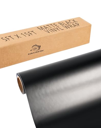 Image of Matte Black Vinyl Wrap Film for Cars, 15ft x 5ft Automotive Wrapping Film Roll for Car Body Protection, Scratch Resistance with Air Release Technology (Matte Black)